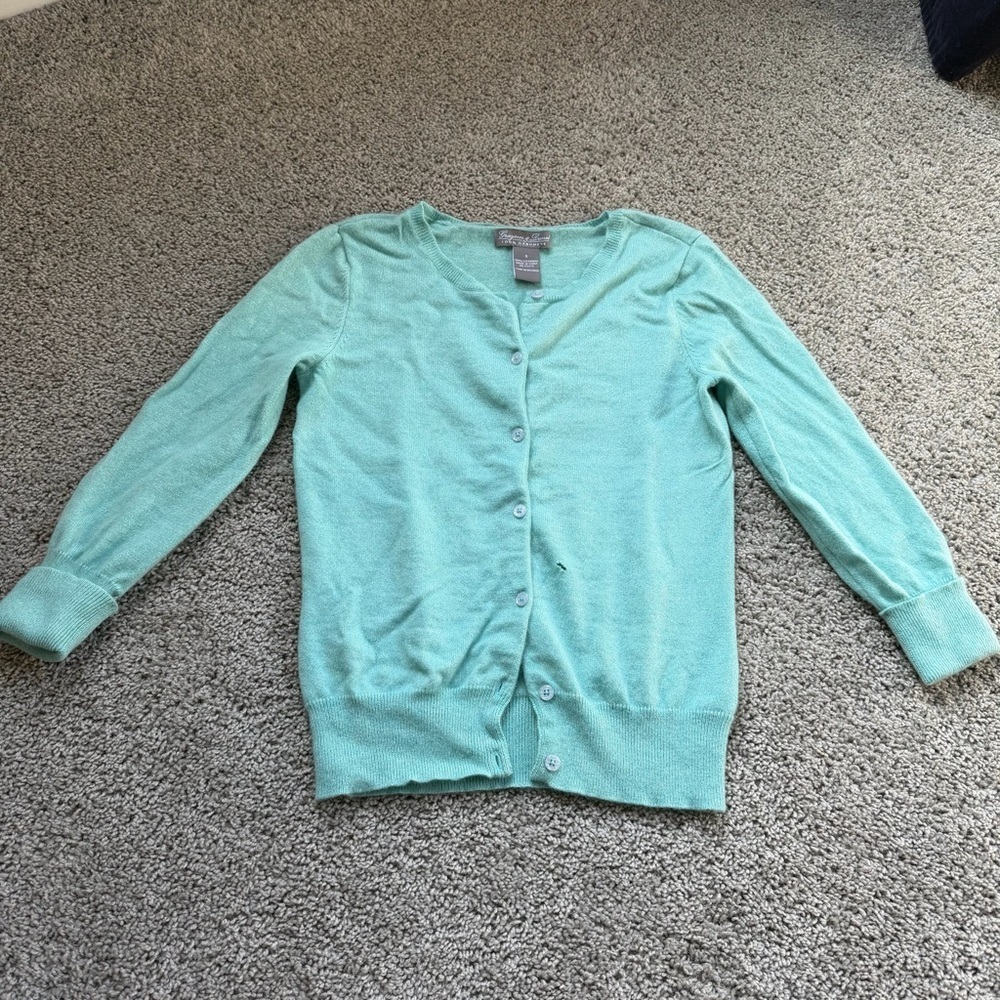 Grayson & Dunn 100% Cashmere Teal Cardigan Sweater Size Small